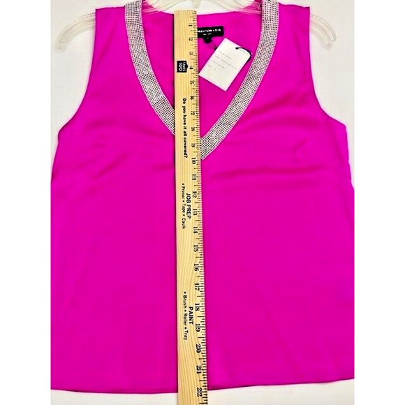 Generation Love Candice Crystal Top HOT PINK V-Neck Rhinestone Satin SMALL $215 - Picture 7 of 9